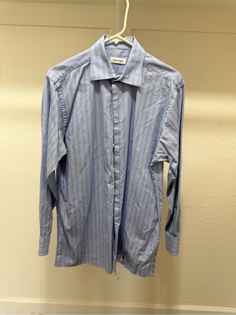 Calvin Klein Men's Blue Pinstripe Dress Shirt